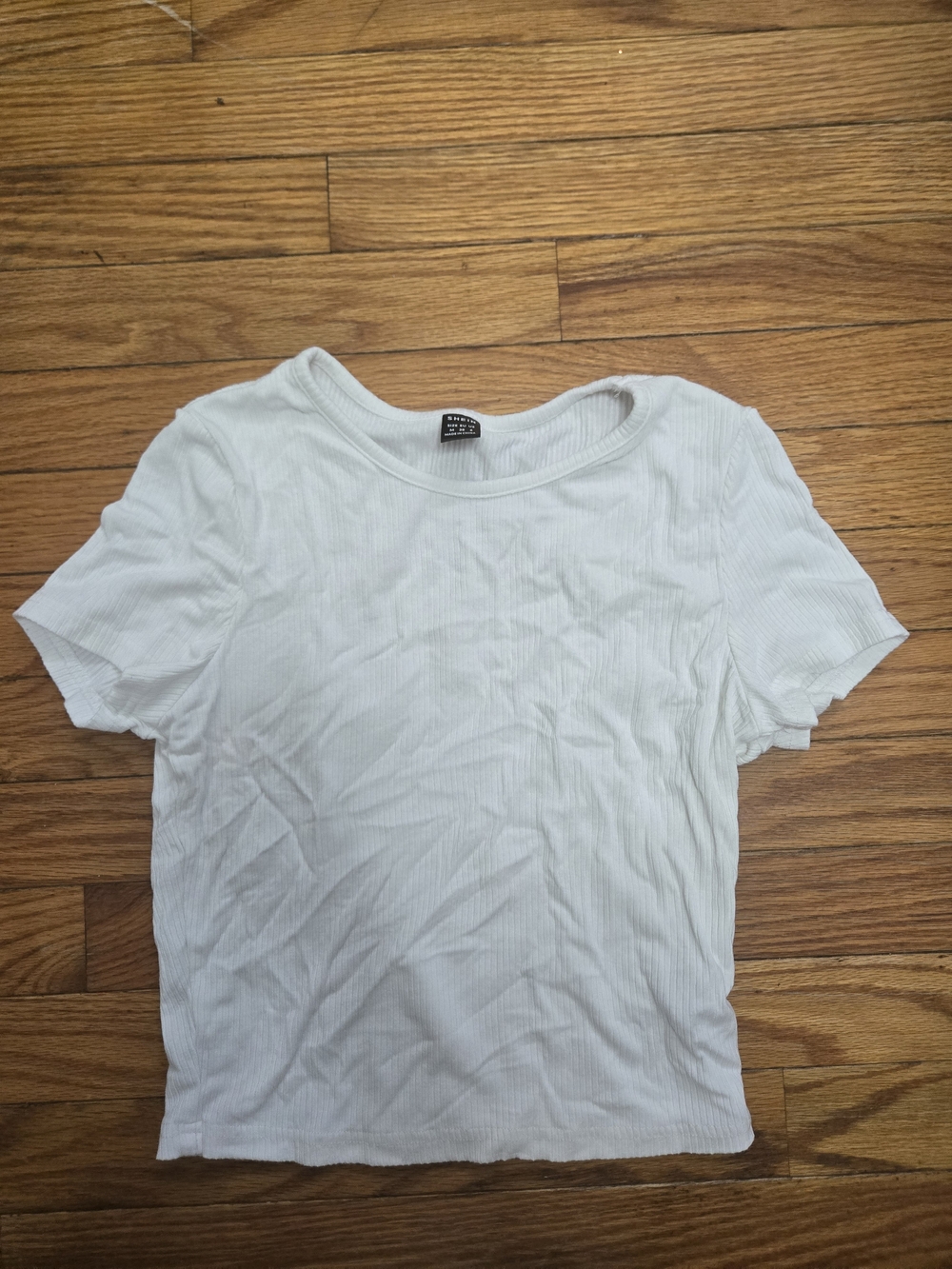 White Ribbed Short Sleeve Crop Top